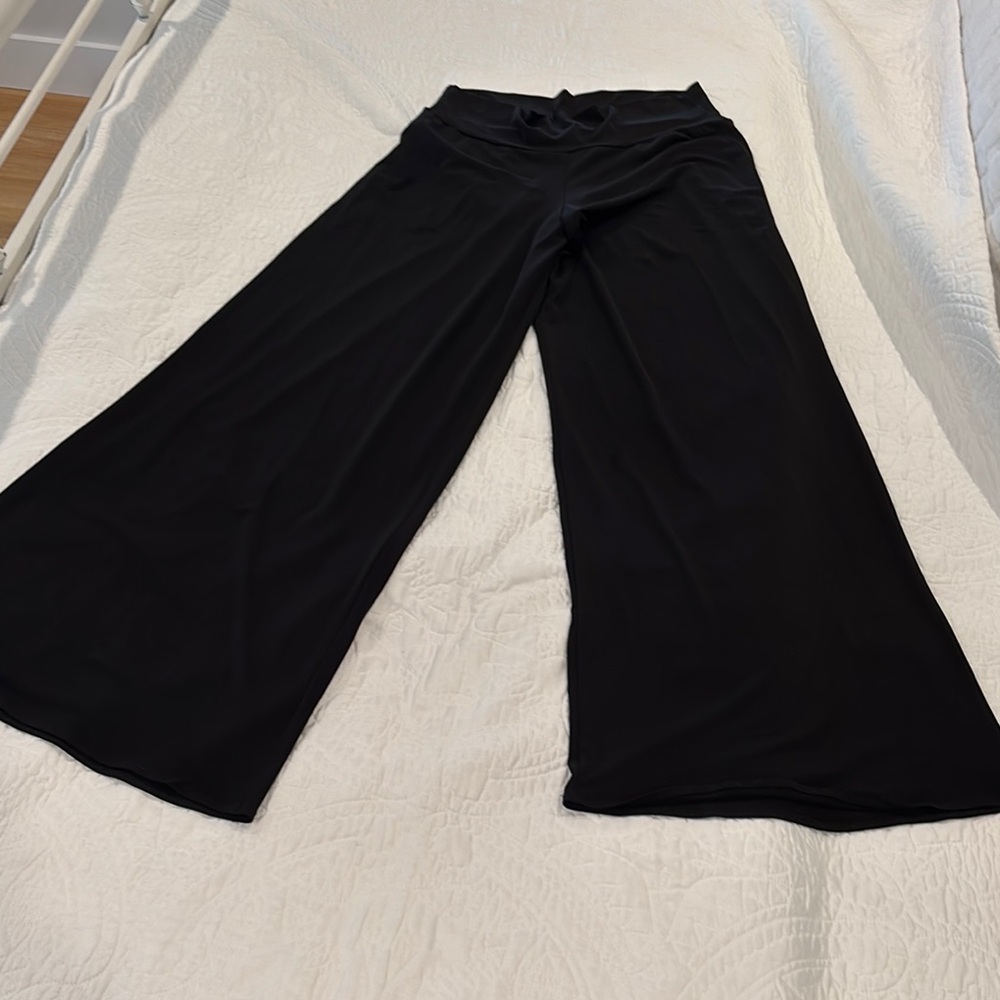 CLARA SUNWOO Classic Black Wide-Leg Pants-stretch Jersey-dressy